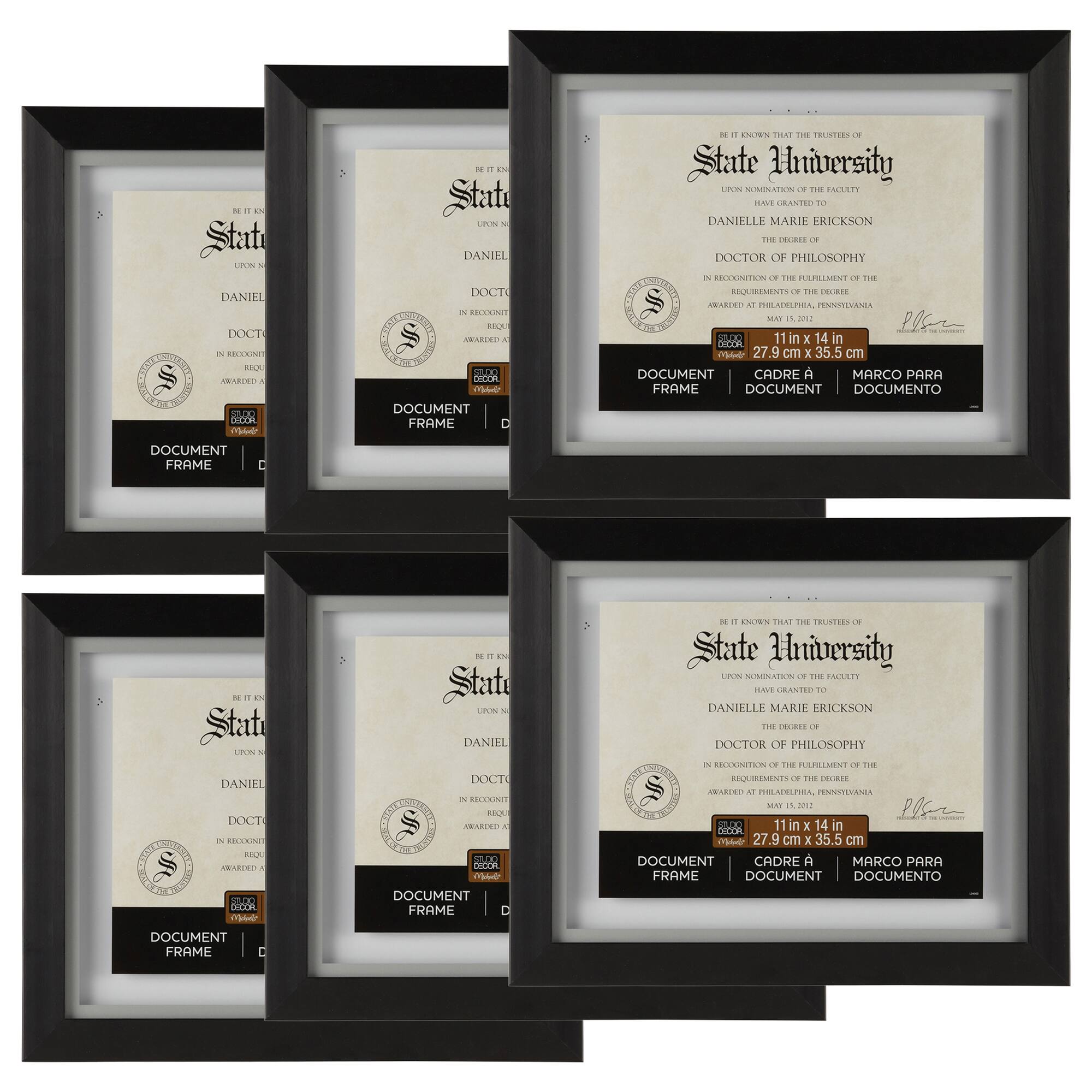 6 Pack: Black 11" x 14" Document Float Frame by Studio Décor®